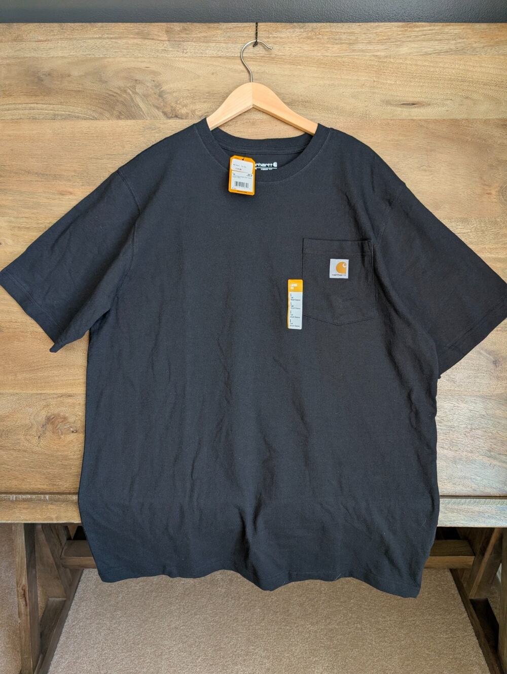 NWT Carhartt Pocket T-Shirt Mens Tall L Black Loose Fit Heavyweight Short Sleeve